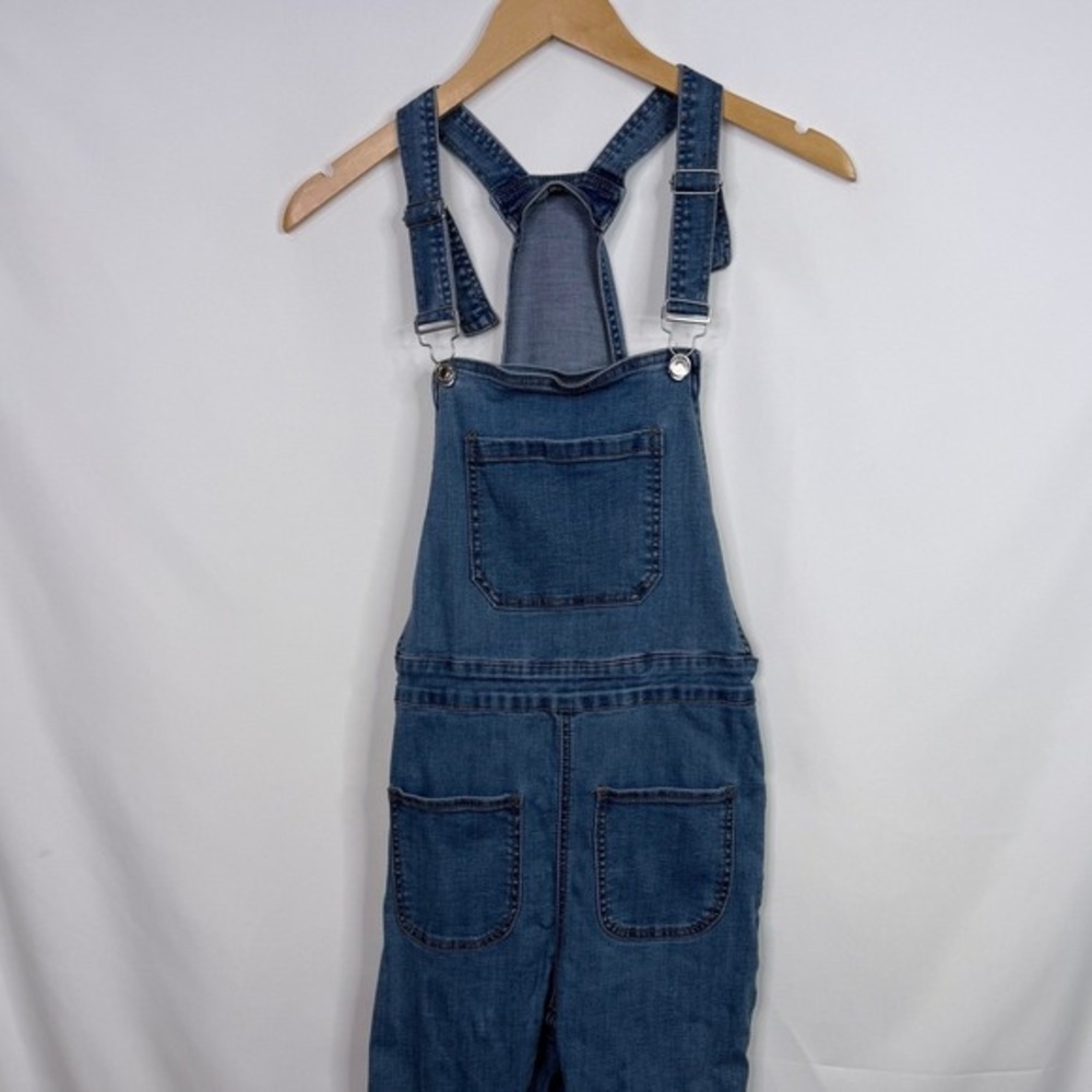 Edikted Denim Overalls Women Size S Blue Flare Leg Jumpsuit - Picture 5 of 8